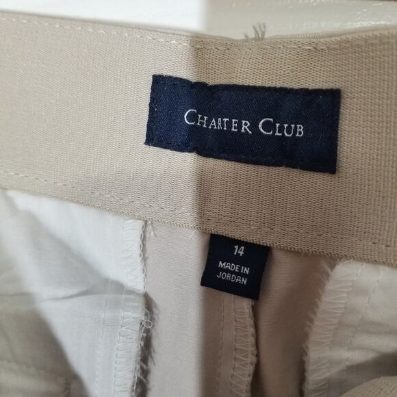 NWT Charter Club Light Tan Tummy Slimming Cropped Trouser Pants - Picture 5 of 10